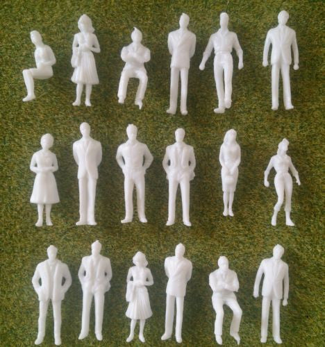 1:50 Scale Unpainted White Figures - Pack of 10, 25, 50 or 100